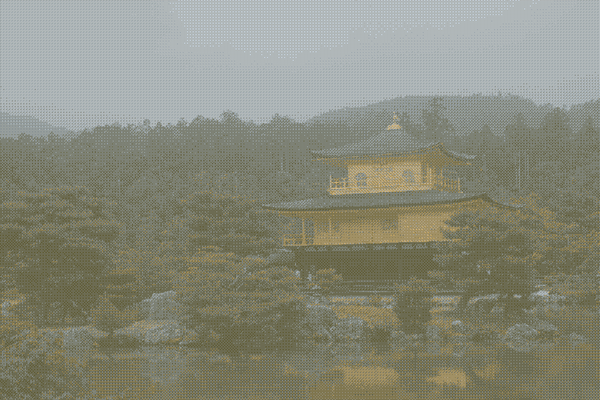 pixelated image of kinkakuji temple in tokyo thumbnail